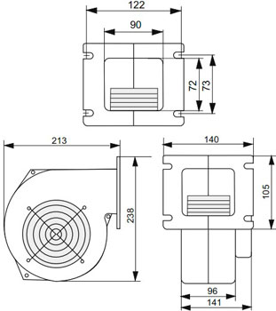 Рис.1. Габаритный чертеж вентилятора M+M WPa 140 BP